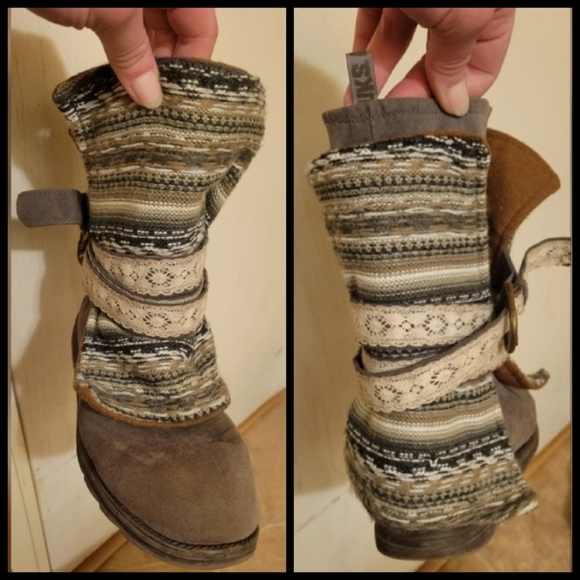 Muk luks southwestern strap belt Nikki 3-in-1 styles pull on gray suede boots 10 - Picture 12 of 17